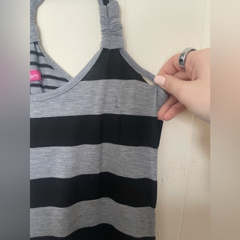 Esti Couture Maxi Dress - Black and Gray Striped - Racerback - Size M - Picture 2 of 6